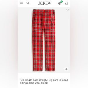 J Crew Kate Tartan Plaid Pant . Size 6 petite . 28.5 inch inseam .